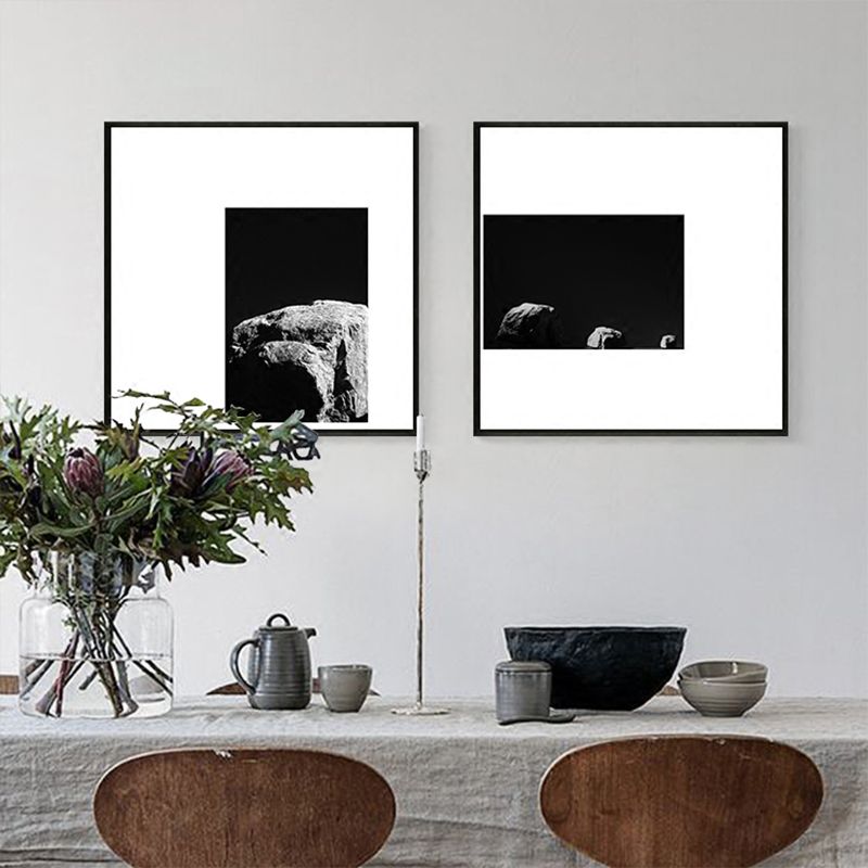 Minimalism Photograph Rocks Wall Art Decor Sitting Room Canvas Print in Dark Color