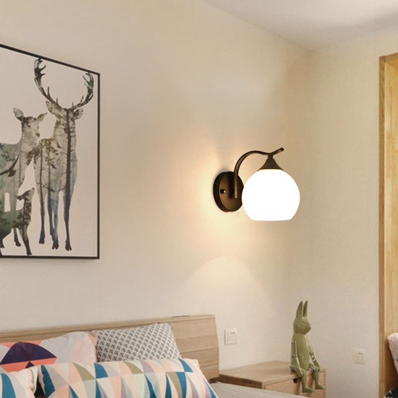 Glass Geometric Shade Wall Lights Modern Simple 1 Head Wall Mount Fixture in Black