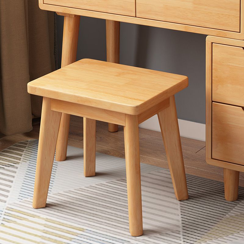 Rubberwood Vanity Table with Stool and 4 Drawers 15.74" Wide Makeup Table