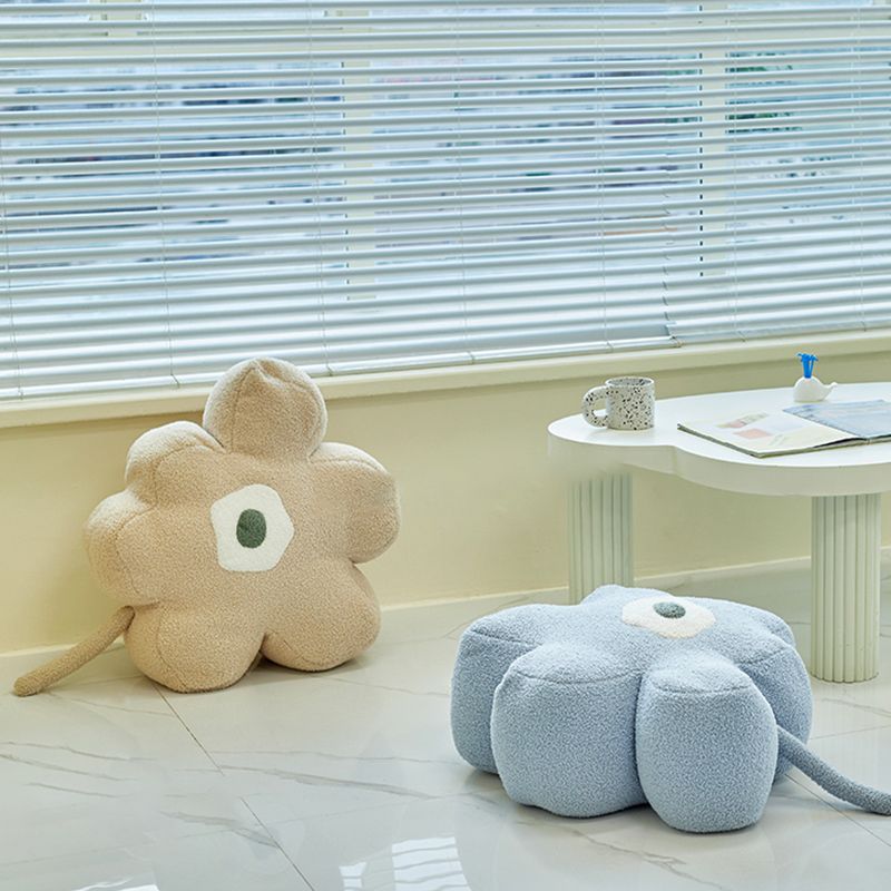 Modern Pouf Ottoman Velvet Upholstered Tear Resistant Flower Shape Ottoman