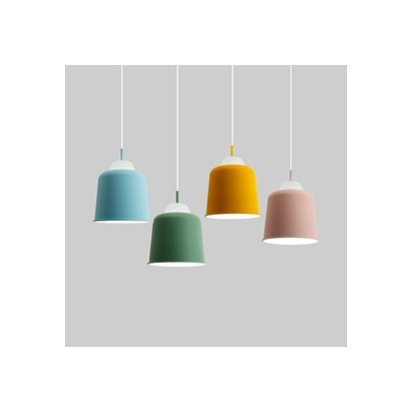 Lámpara colgante de tazas de tazas de tazón de tela 1 cabeza de macarrón altura loft altura de colgación ajustable