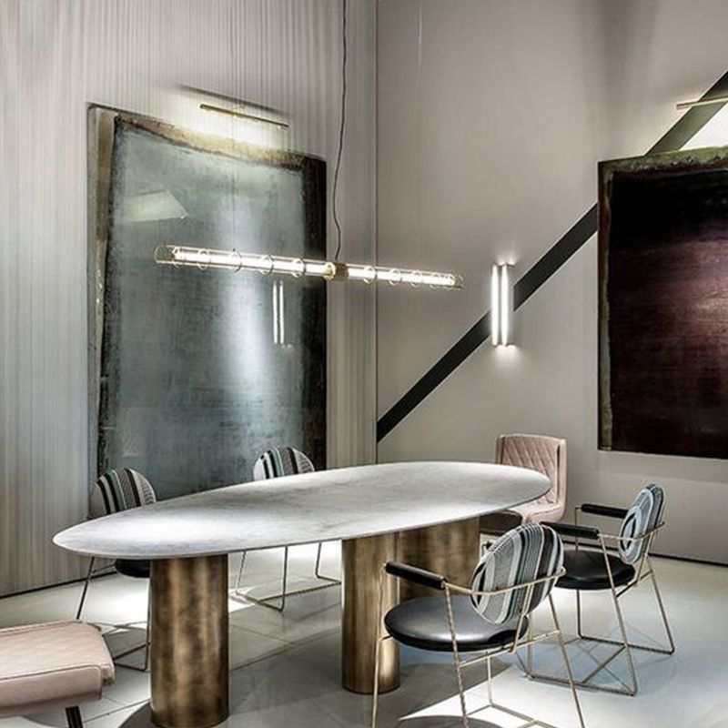 Contemporary Style Linear Island Light Fixture Metal 1- Light Island Pendant Light