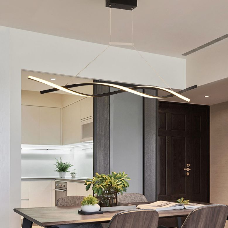 Minimalist LED Island Light Nordic Style Winding Lines Suspension Lighting Fixture for Kitchen Bar