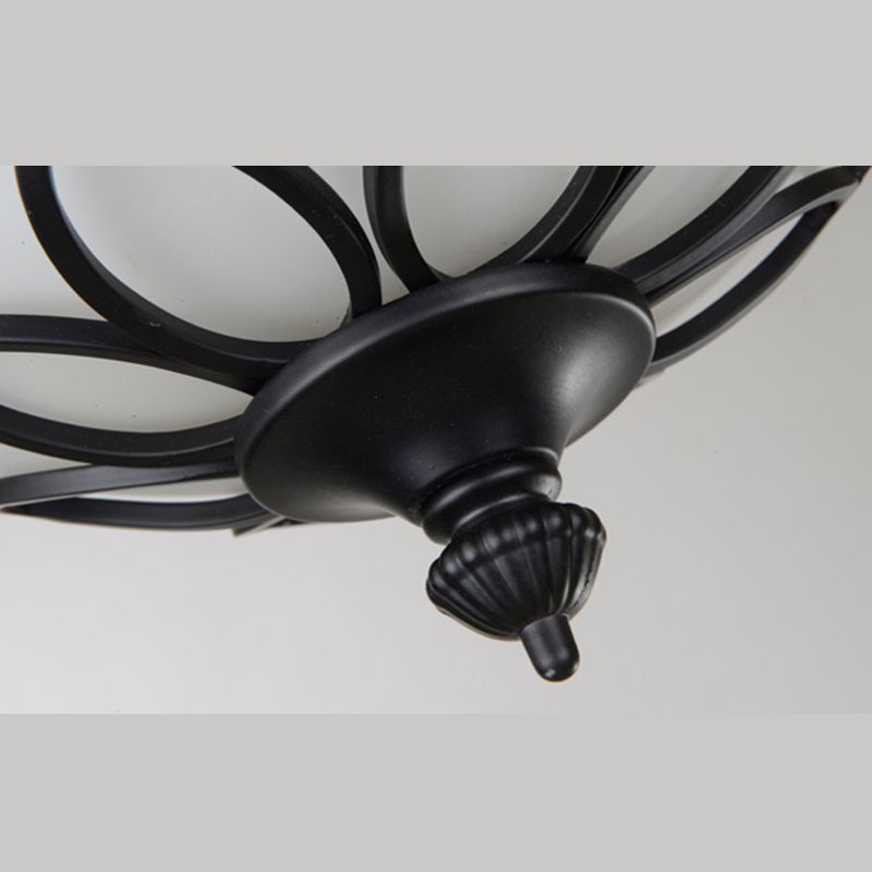 American Ceiling Light 1 Head Frosted Glass Lampshade Painted Ceiling Tray Bedroom Ceiling Lamp