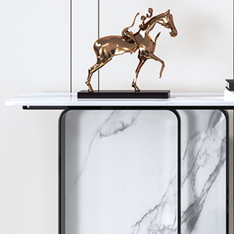 Stone Rectangle Accent Table Modern 31.5" Tall Console Table