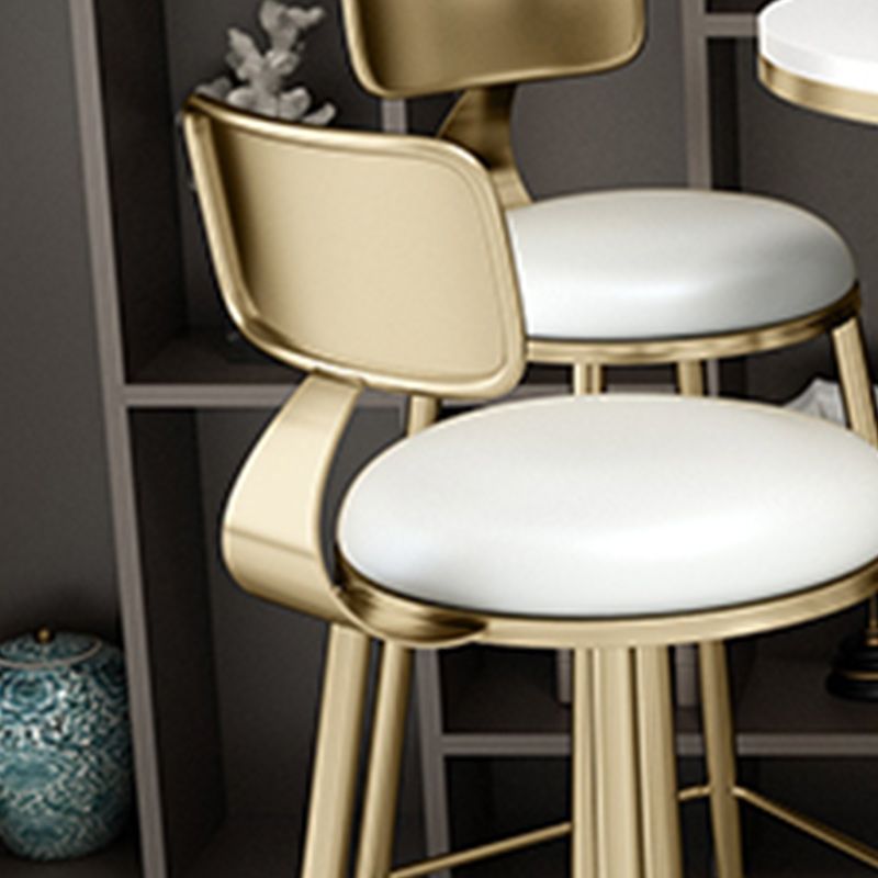 Nordic Glam Bar Stool Round Bar Stool with Metal Legs for Home
