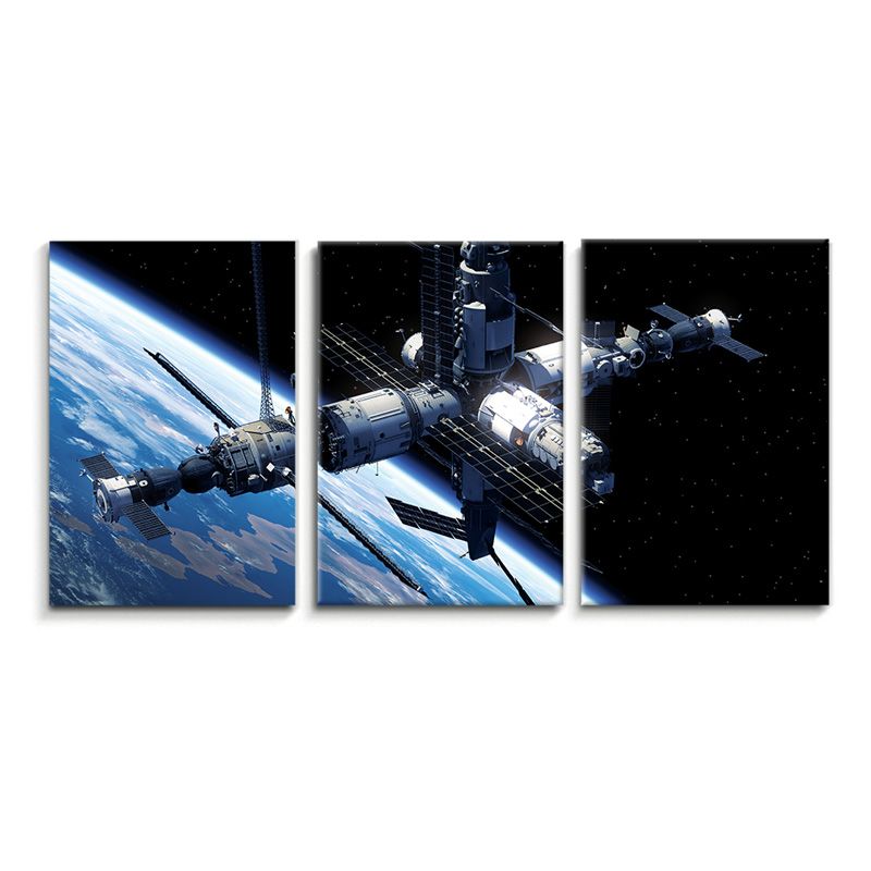 Fictional Spacecraft Canvas Art Print Textured Modern for Girls Bedroom Painting