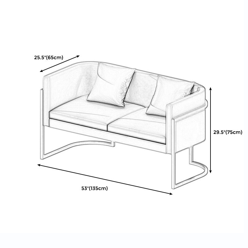 Modern Tuxedo Arm Sofa in Gray/White/Green, Leather Sofa with Pillow