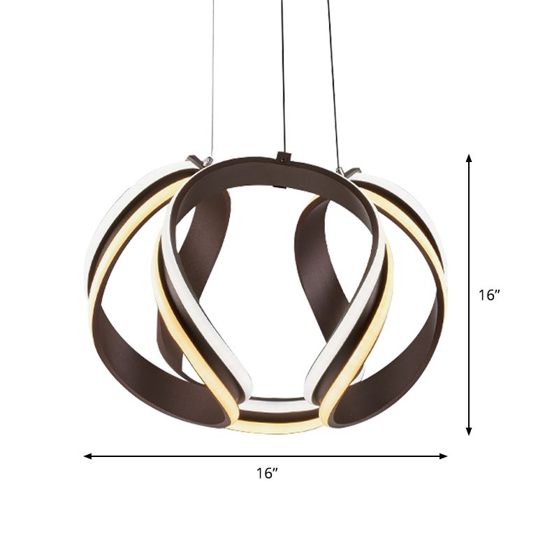 White/Brown Twisted Ceiling Lamp Simplicity Single Light Acrylic Chandelier in Warm/White/Natural Light