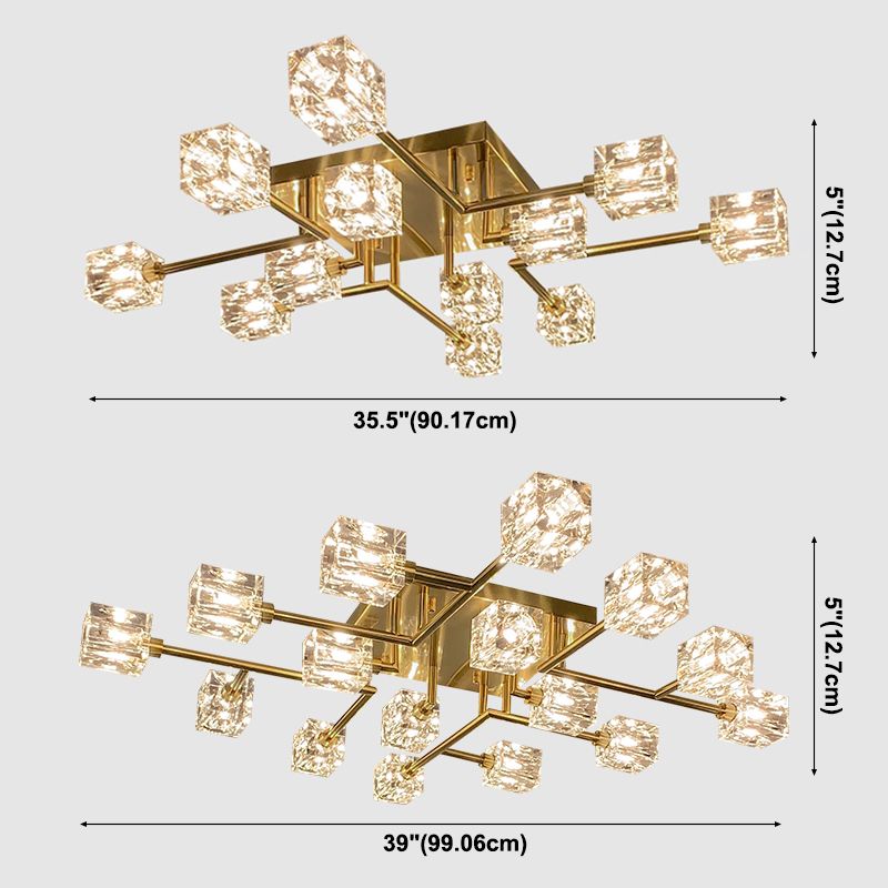 Crystal Sputnik Semi Flush Mount Lighting Simple Style Semi Flush Ceiling Light Fixture