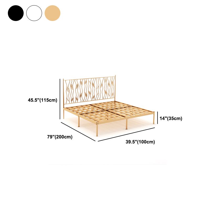 Glam Metal Open-Frame Bed with Rectangular Headboard, 45.3" Tall