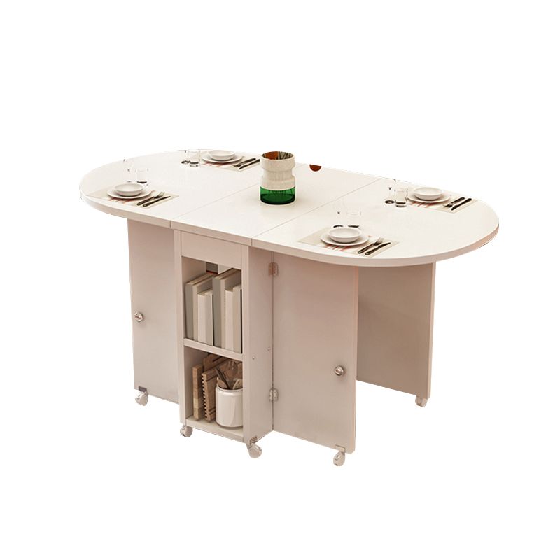 Wooden Foldable Dining Table Extendable for Small Spaces with Storage