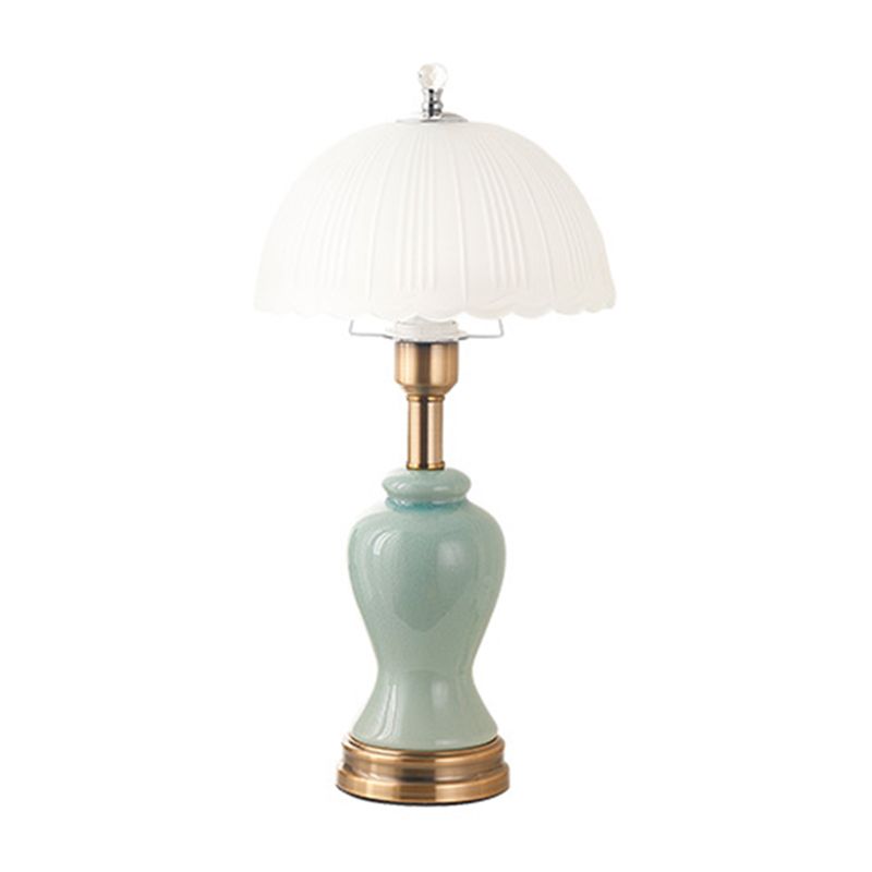1-Light Bedroom Table Lamp Modern Style Glass Dome Shade Nightstand Light