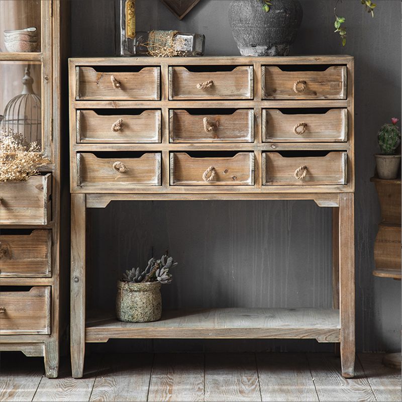 Industrial Rectangle Solid Wood With Doors Cabinet Distressed Wood Accent Cabinet