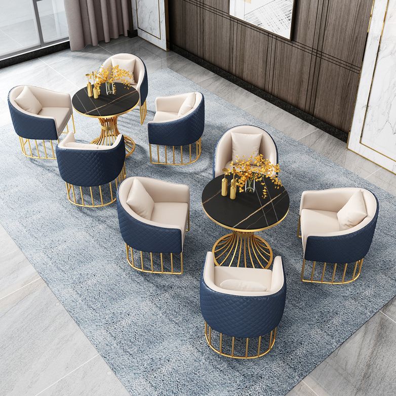 Glam Style Dining Room Set Standard Height with Pedestal Base Dining Furniture