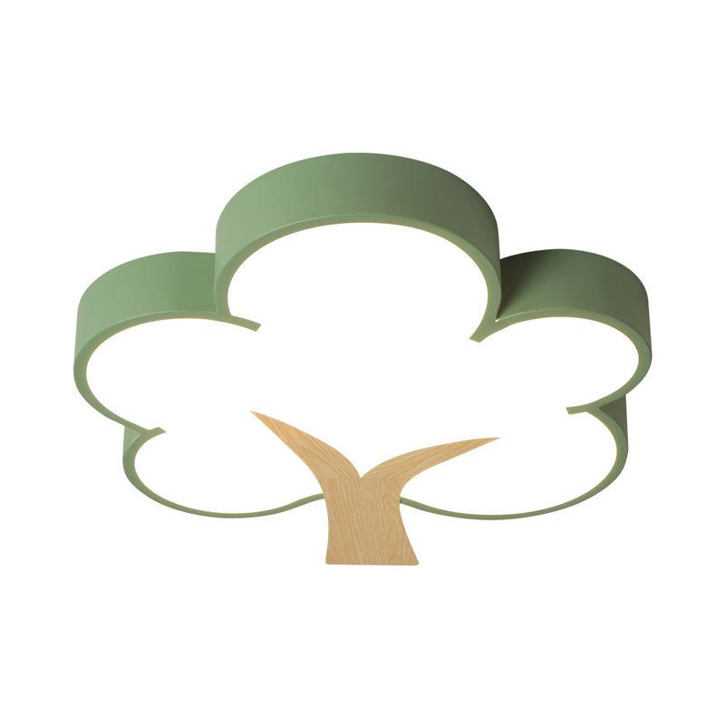 Grey/Green Tree Ceiling Flush Contemporary Acrylic LED Flush Mount Light Fixture for Bedroom