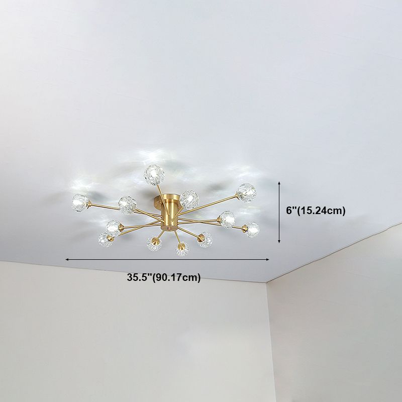 Zeitgenössischer Globe Flush Light Crystal Flush Mount Deckenleuchte in Gold