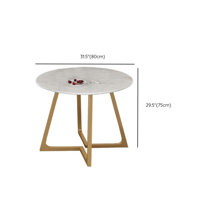 Round Golden Base Dining Table Glam Faux Marble Table for Kitchen