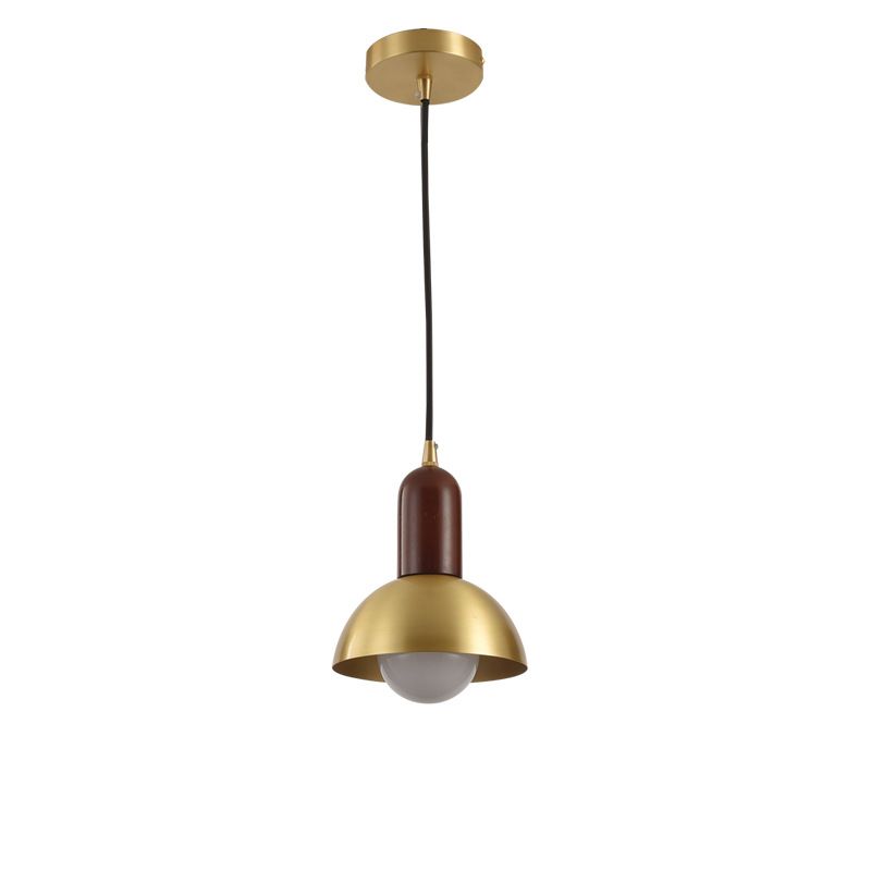 Bowl Shaped Bedside Pendulum Light Metallic 1 Bulb Minimalist Suspension Light in Gold