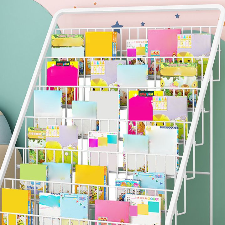 Modern Closed Back Ladder Bookshelf Metal Shelves Included Bookcase