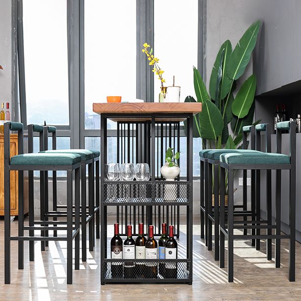 Industrial Table and Stool Set 1/2/7 Pieces Solid Wood Bar Table and Stools