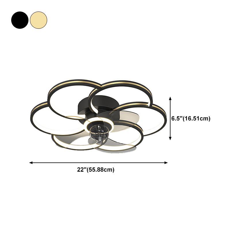 Nordic Style Ceiling Fan Lamp Geometry Ceiling Fan Light with ABS Fan Blade for Bedroom