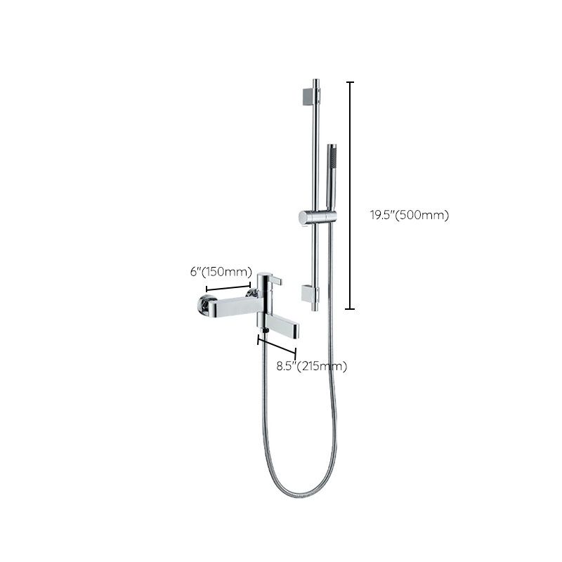 Contemporary Chrome Bath Faucet Trim Swivel Wall Mounted with Hand Shower