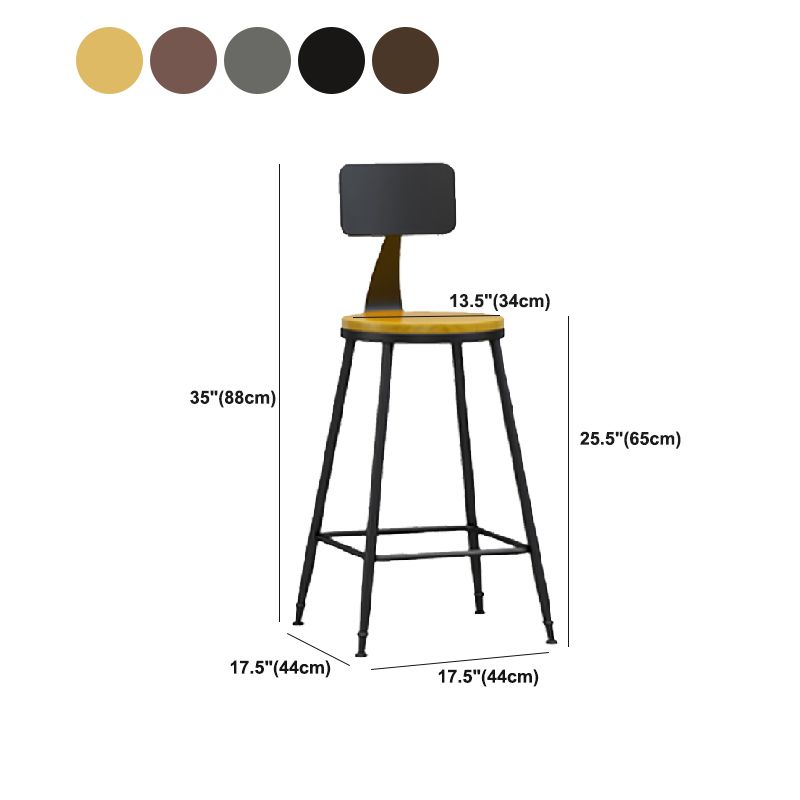 Industrial Armless Backrest Counter Stool Iron Dining Room Bar Stool with Pedal