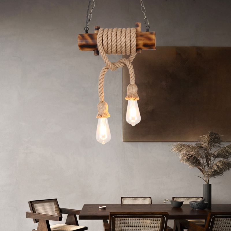 Industrial Style Island Light Hemp Rope Island Hanging Lamp for Living Room