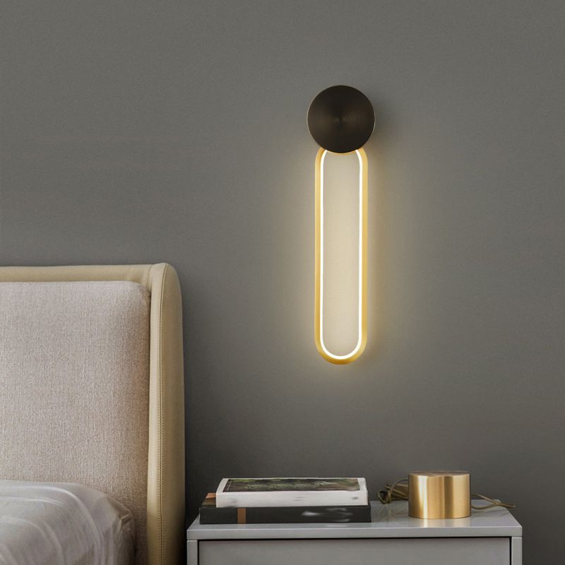 Minimalism LED Wall Sconce Oval Sconce Lighting with Brass for Bedroom