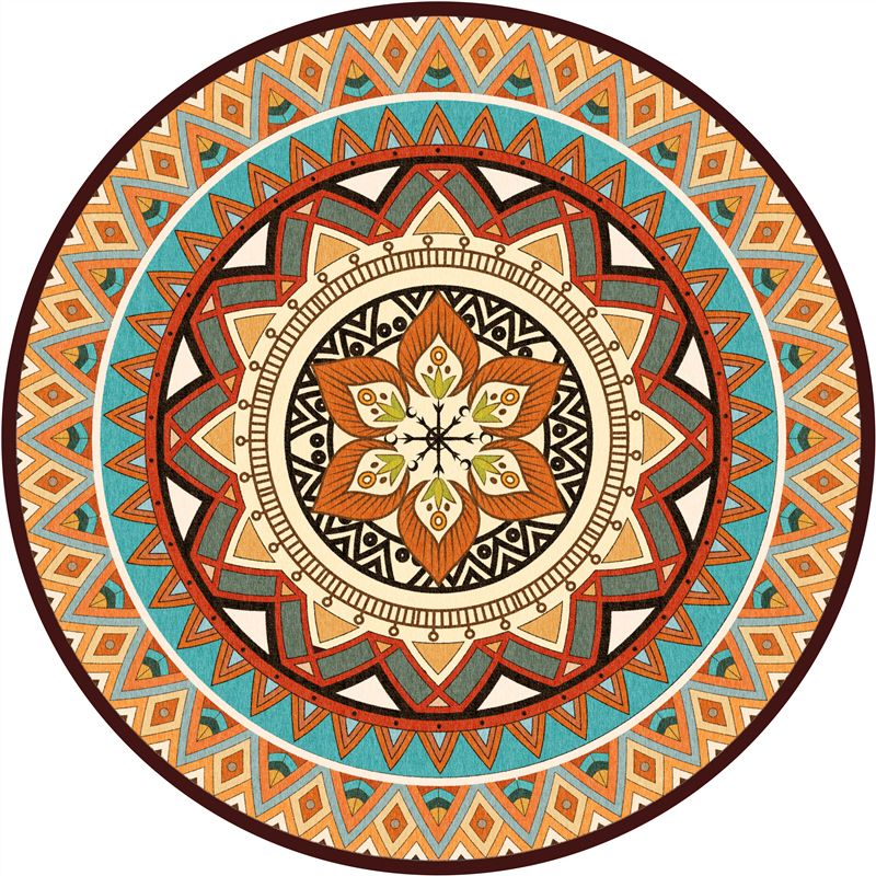 Chic Tribal Patterned Rug Multi Colored Moroccan Rug Polyester Anti-Slip Backing Washable Pet Friendly Carpet for Bedroom