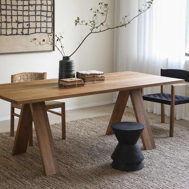 Solid Wood Dining Table Rectangle Modern Dinner Table for Home Use