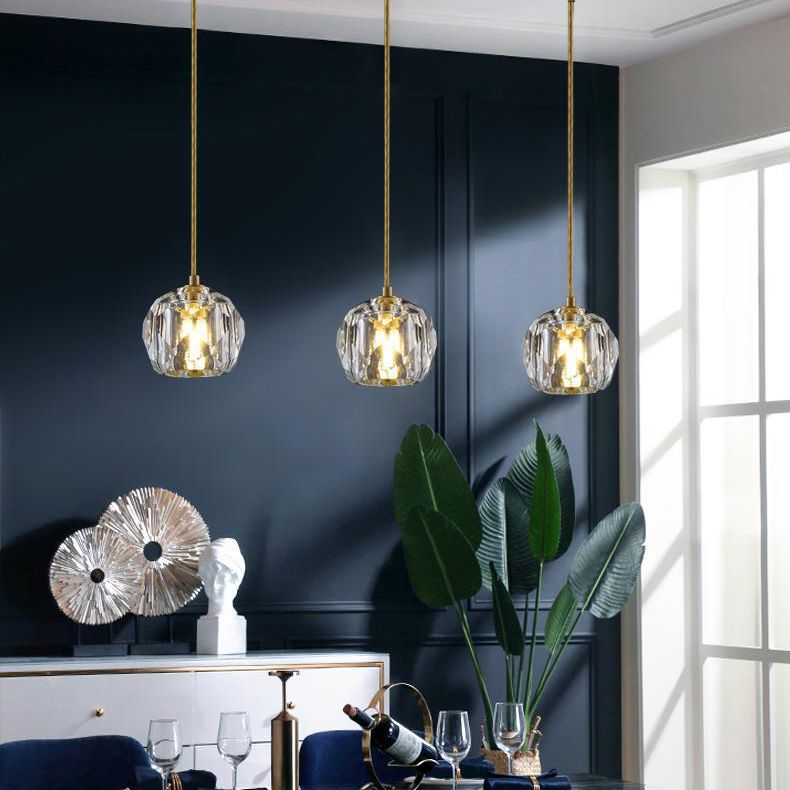 Kopergoudhangende lamp in moderne artistieke stijl kristallen geometrische hanglamp voor eetkamer