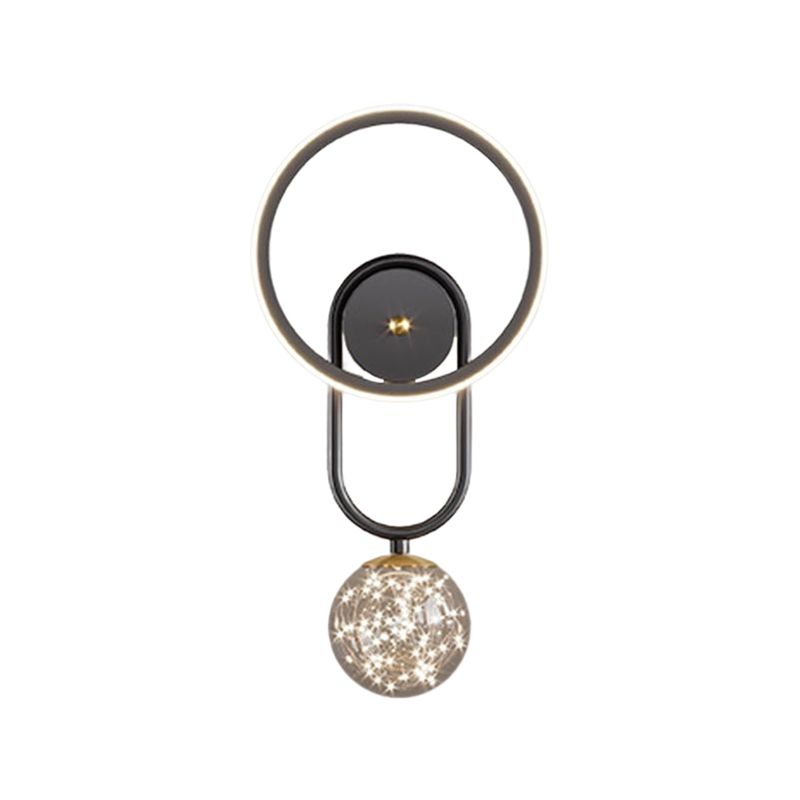 Modern Style Spherical Shape Wall Sconce Glass 2 Light Sconces for Living Room