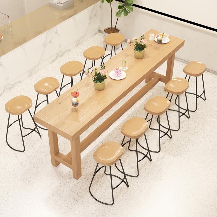 Rectangular Bar Table Set 1/6/11 Pcs Solid Wood Bar Table and Stools