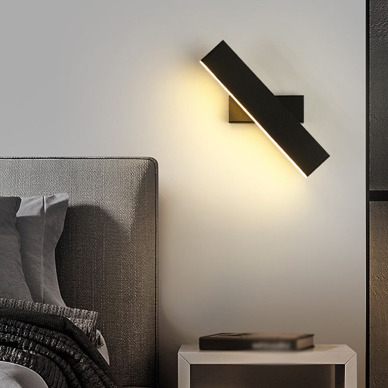 Rectangle du mur de mur rotatif en métal moderne de 12,5 "de large applique murale à LED pour le salon