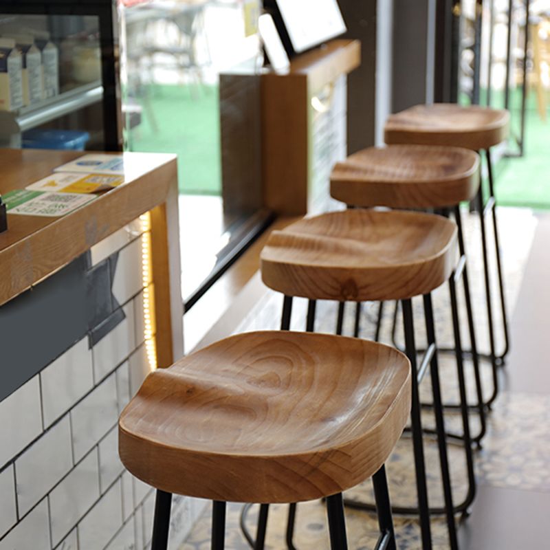 Modern Style Metal Bar Stool with Footrest Milk Tea Shop Bar Stool 30- Inches