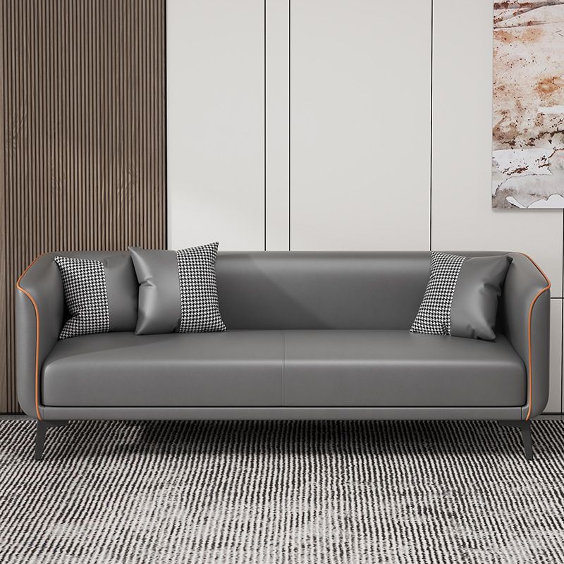 Tuxedo Arm Standard Sofa 25.98" H Modern Style Single Cushion Faux Leather Sofa