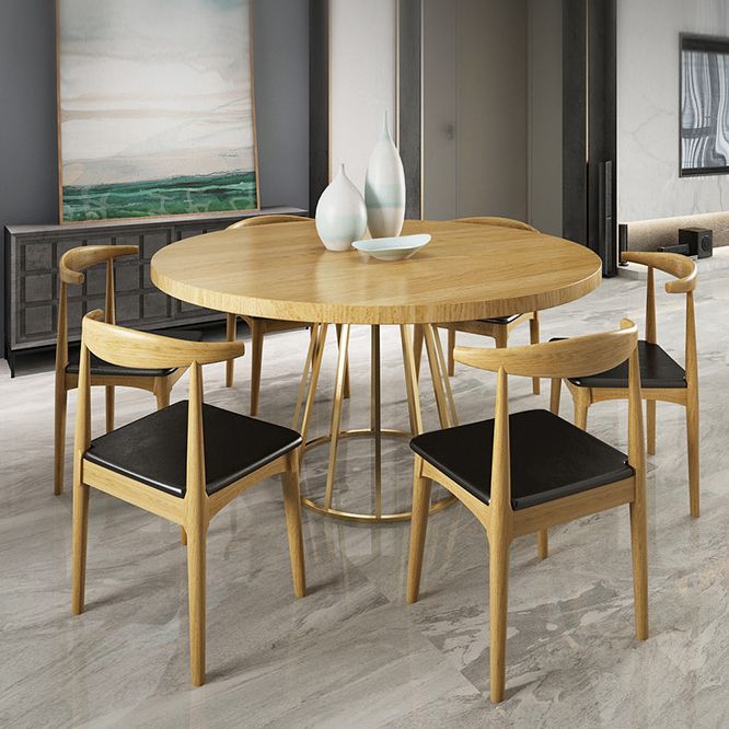 Eigentijdse ronde houten tafel Standaard hoogte eettafel met voetstuk
