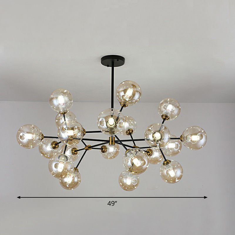 Tree Branch Living Room Pendant Lamp Glass Nordic Style Chandelier Light Fixture in Black