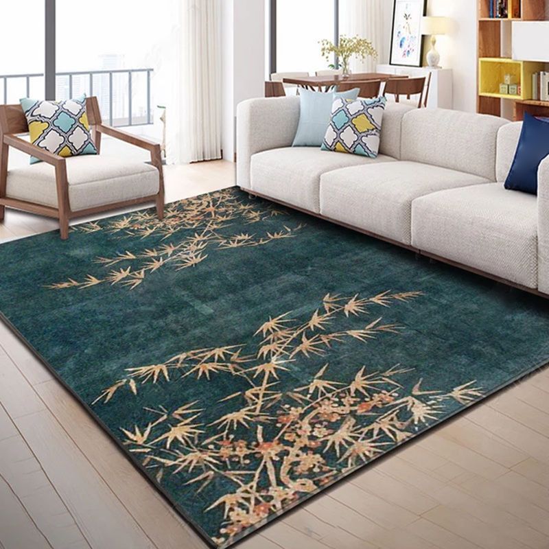 Nordic Bedroom Rug Multi Colored Plant Printed Area Rug Polypropylene Pet Friendly Stain-Resistant Carpet