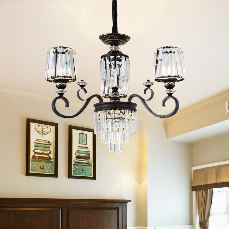 Lámpara de suspensión de techo de 3/6 luces minimalistas de 3/6 luces de 3/6 luces de 3/6 luces con sombra cónica en negro