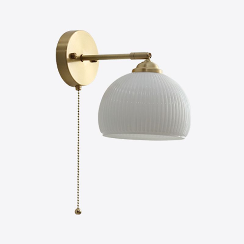 Vidrete de vidrio blanco apliques de pared de una cabeza para dormitorio de sala de estar