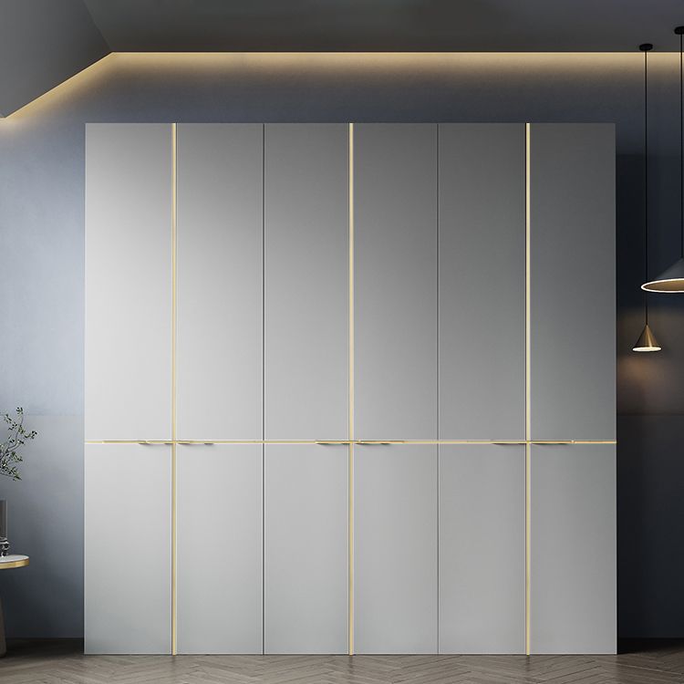 Contemporary Style Wardrobe Gray Colour Wooden Wardrobe Closet With Shelves