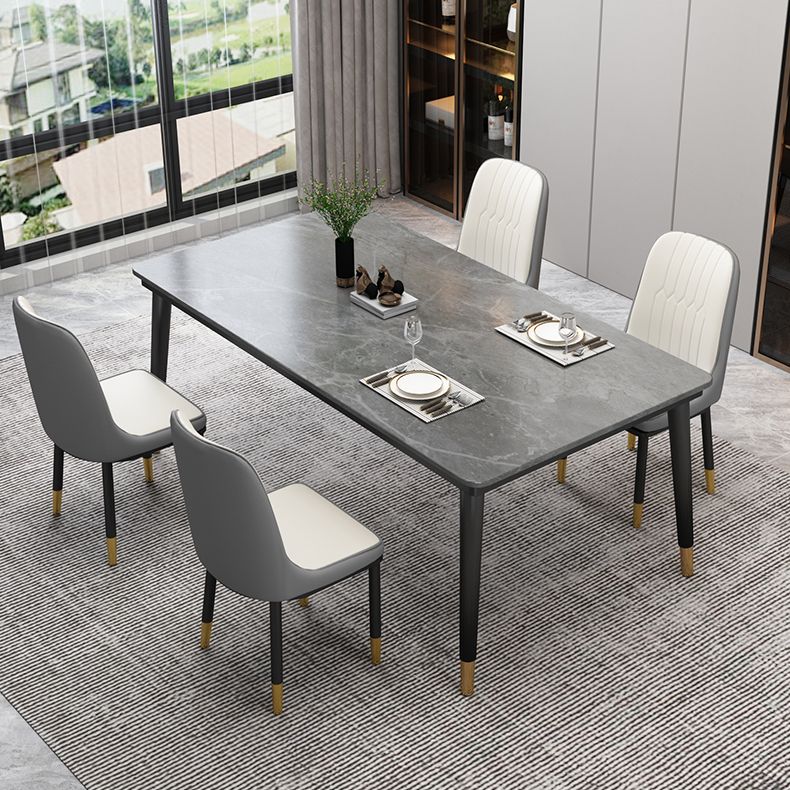 Industrial Style Home Sintered Stone Dining Table Rectangle Shape Table with 4 Legs Base