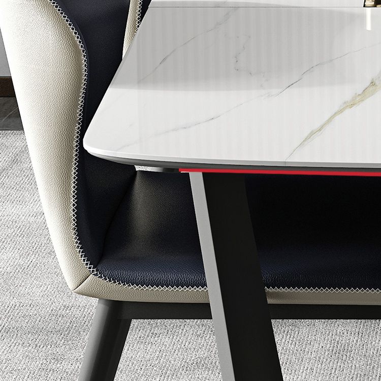 Modern Scalable Dinette Set 1/4/5/7 Pieces Dining Table Set with White Sintered Stone Top