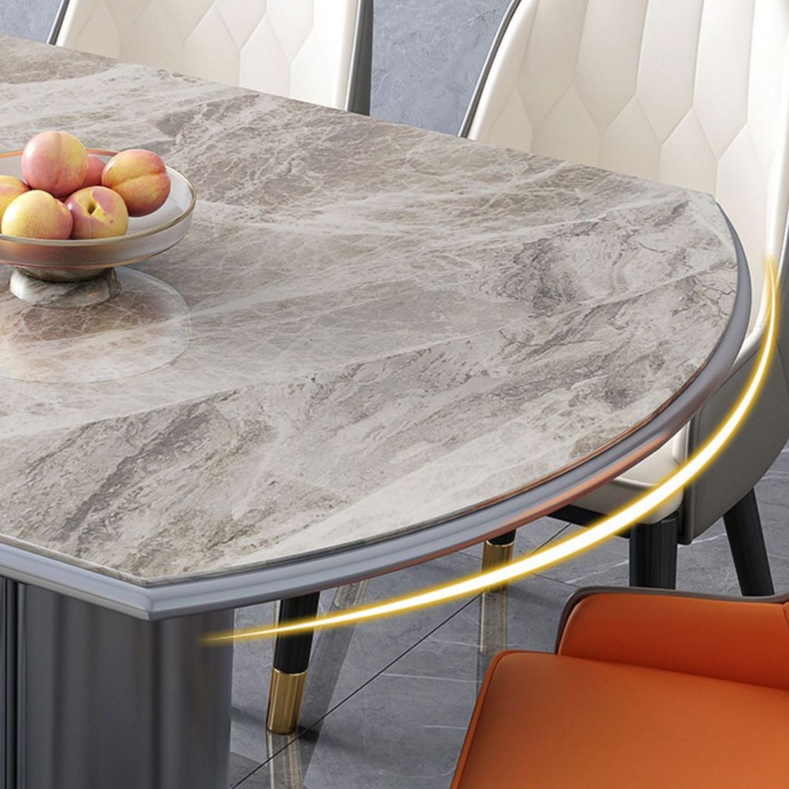 Round Stone Dining Table Traditional Luxury Extendable Dining Table with Pedestal Base