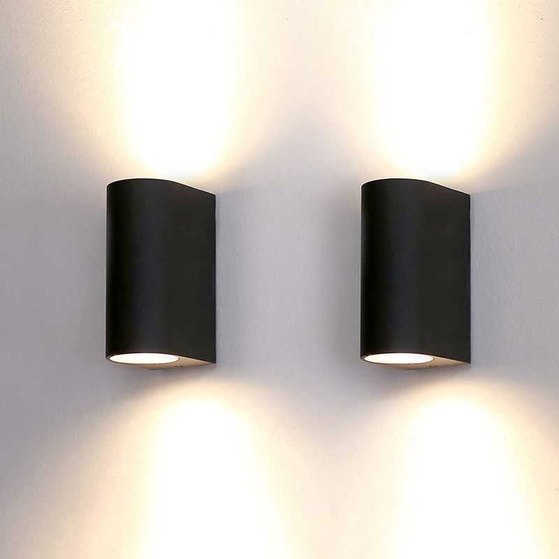 Cylinder Shape Wall Lamp Modern Style Metal 2 Lights Wall Light in White/Black