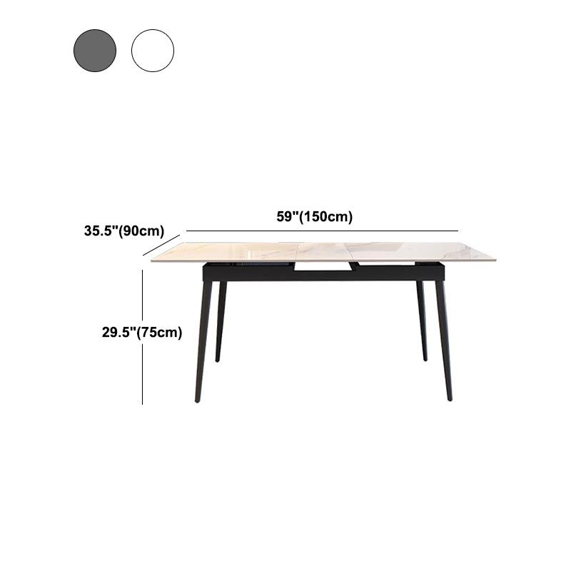 Rectangular Sintered Stone Dining Table Modern Extendable Table with 4 Legs