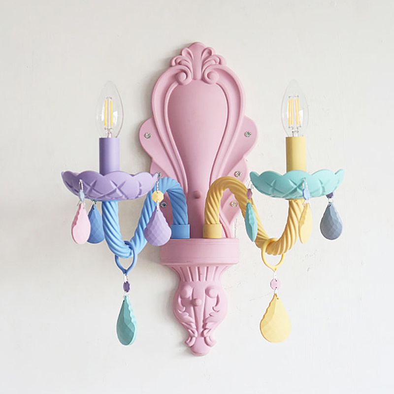 2 Lights Metal Wall Mounted Wall Lights Modern Bare Bulb Wall Sconces Lighting Fixtures for Dining Room